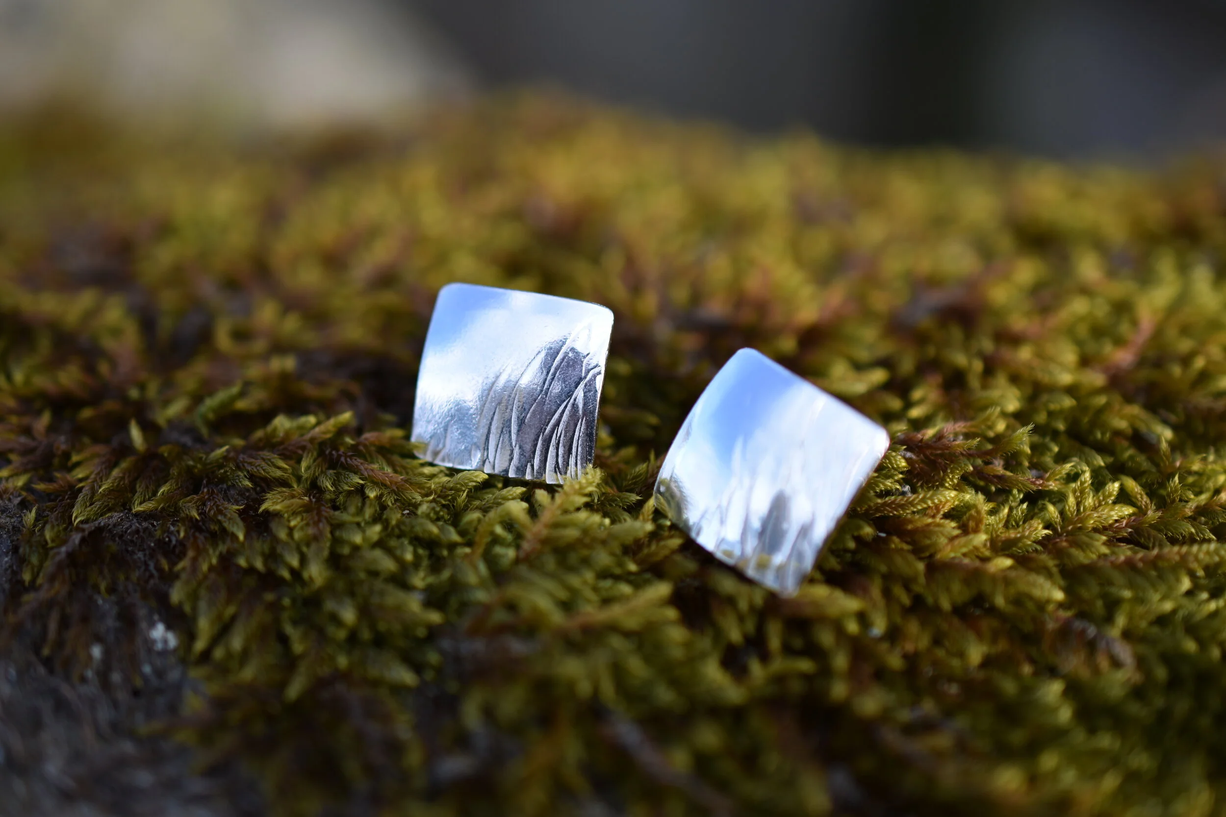 sterling silver textured grass earrings