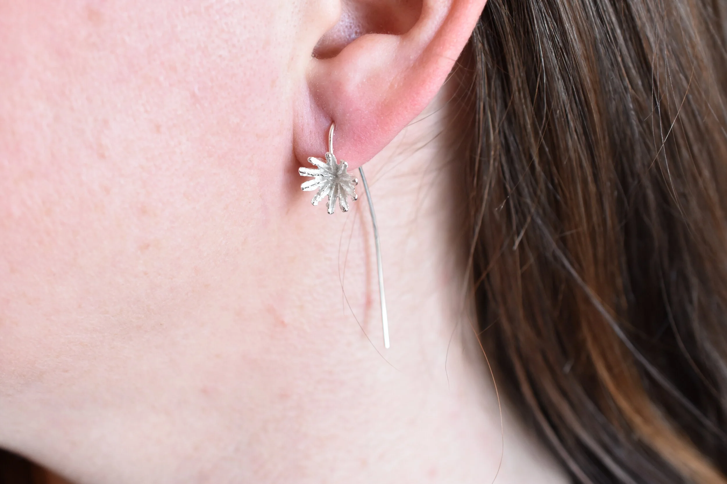 sterling silver poppy stem earrings
