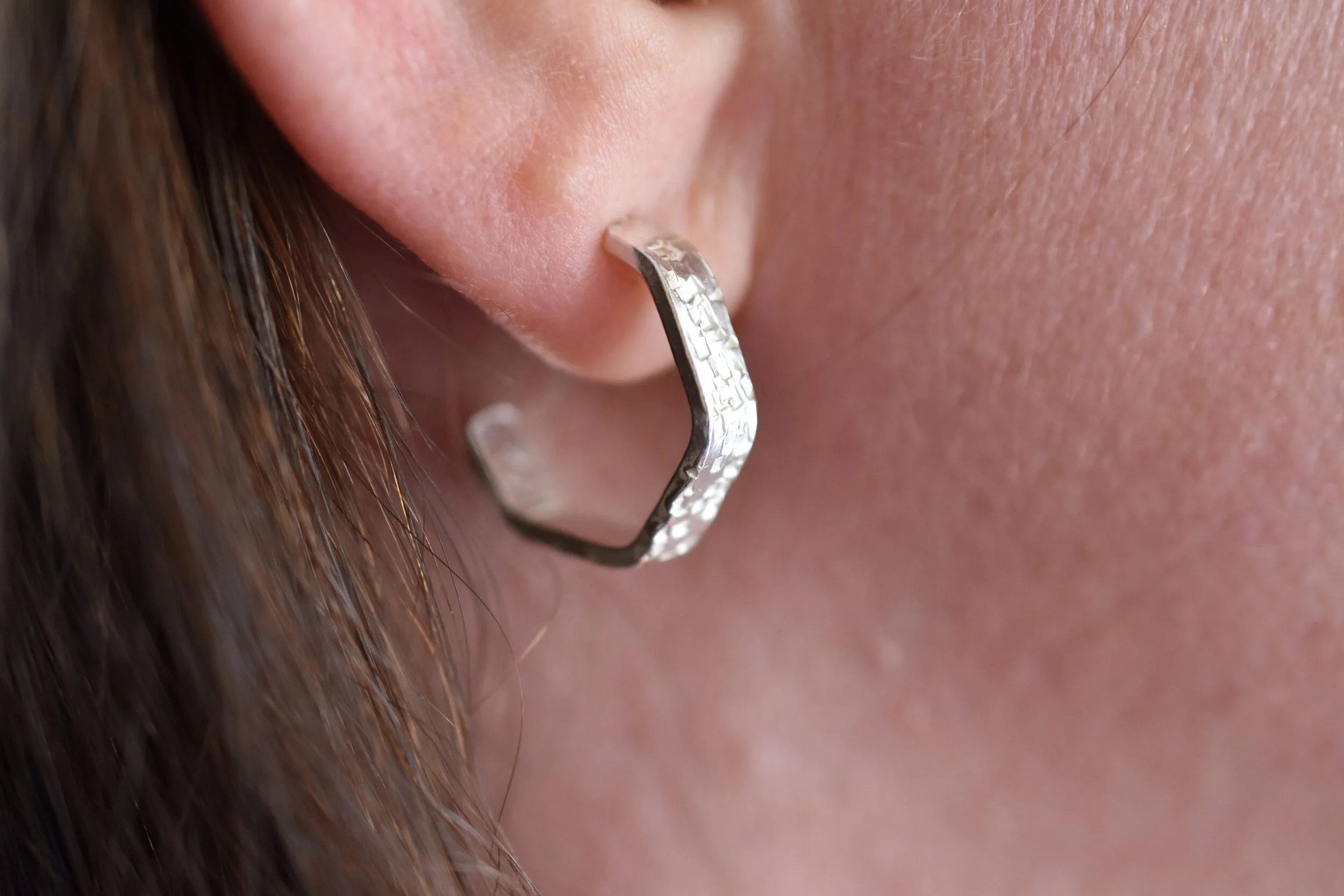 Dappled Light Angular Hoop Earrings