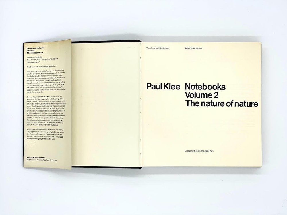 Paul Klee. Notebooks. Volume 2: The Nature of Nature. George