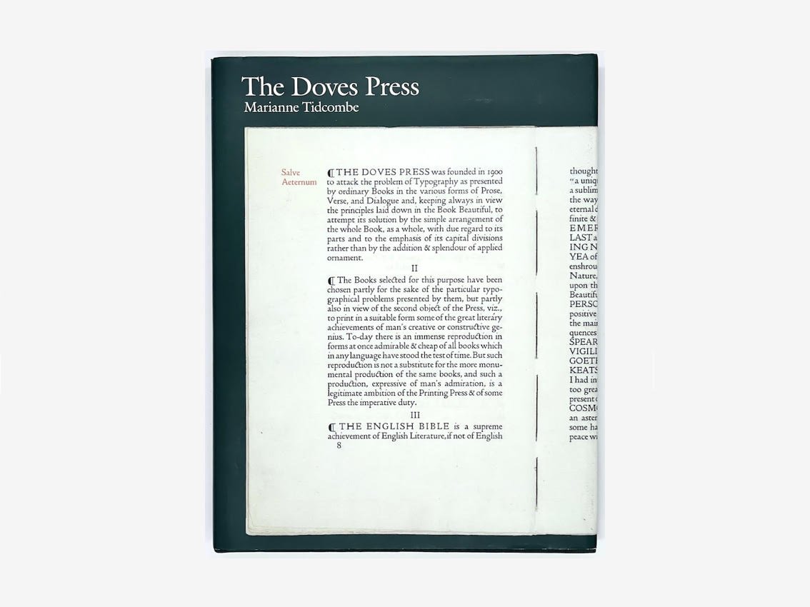 Second hand art book about The Doves Press written by Marianne Tidcombe
