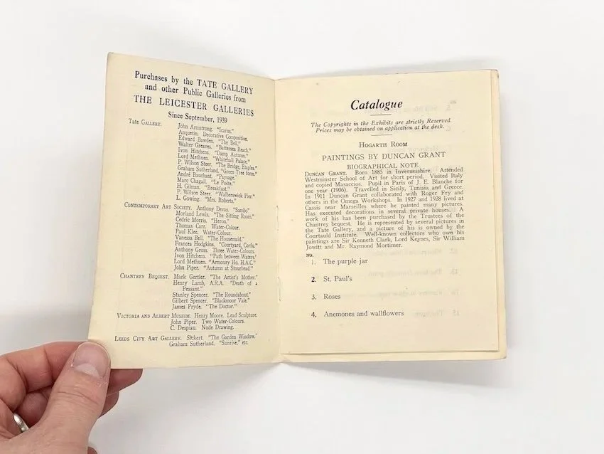 Catalogue Exhibition of Recent Paintings by Duncan Grant. The Leicester Galleries, London, June–July 1945.  