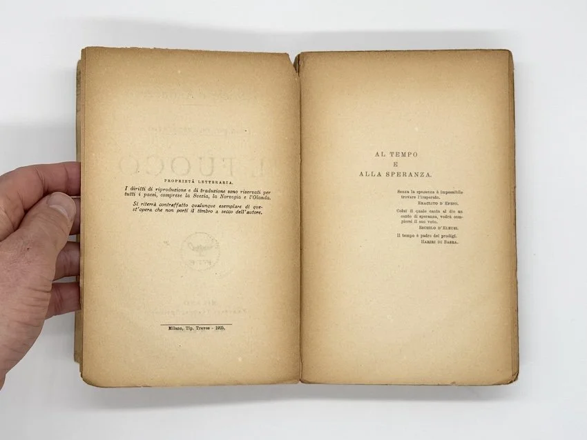 Gabriele d’Annunzio, Il Fuoco. Frateli Treves Editore, Milano, 1925