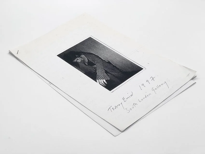 A rare text work/hand made catalogue by Tracey Emin. South London Gallery, 1997