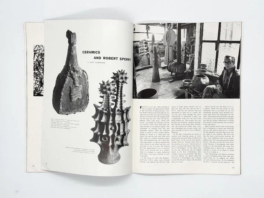 Craft Horizons January / February 1962 including ceramics by Robert Sperry, batiks by Kawabata and Polish woodcarving.