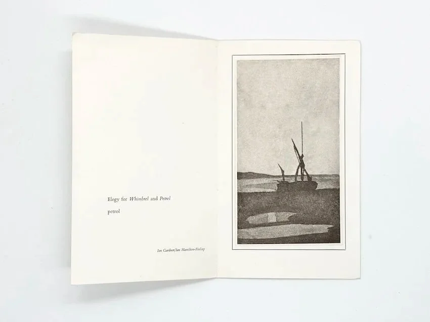 Ian Hamilton Finlay with Ian Gardner, Elegy for Whimbrel and Petrel. Wild Hawthorn Press, 1971. Edition of 150 copies.