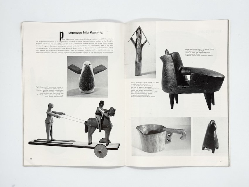 Craft Horizons January / February 1962 including ceramics by Robert Sperry, batiks by Kawabata and Polish woodcarving.