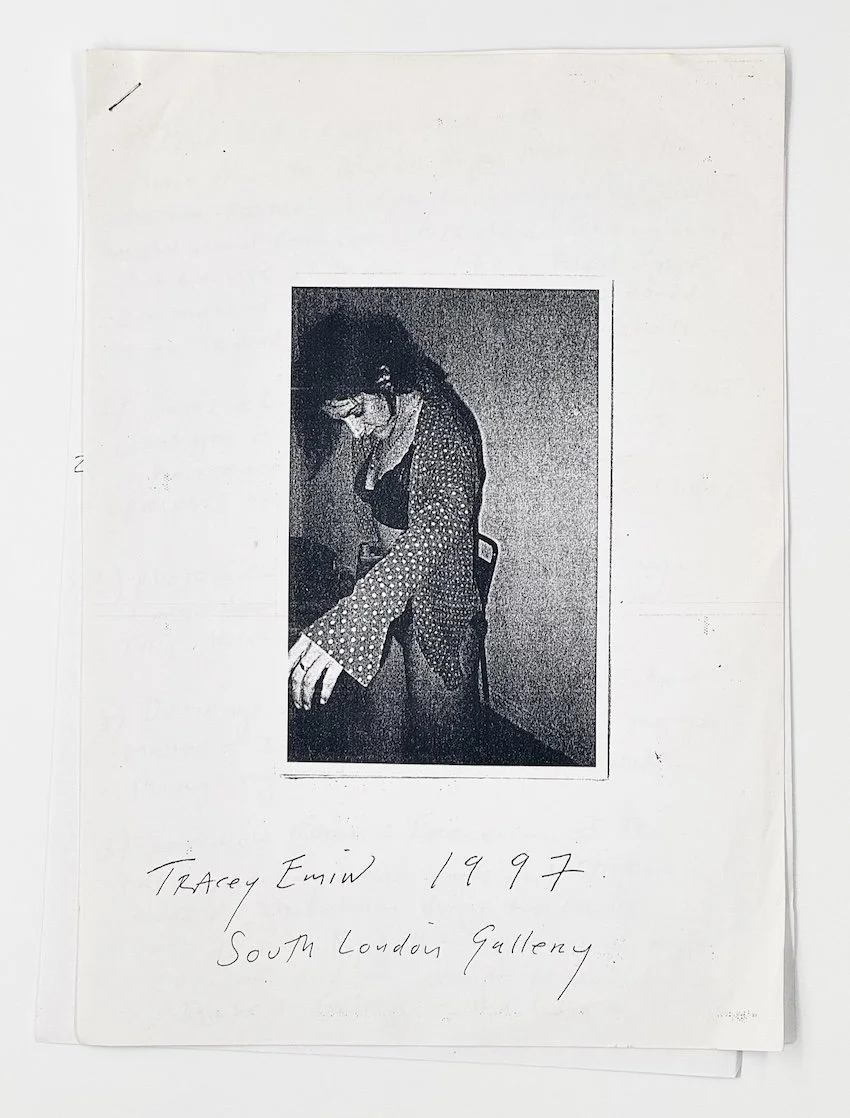 A rare text work/hand made catalogue by Tracey Emin. South London Gallery, 1997