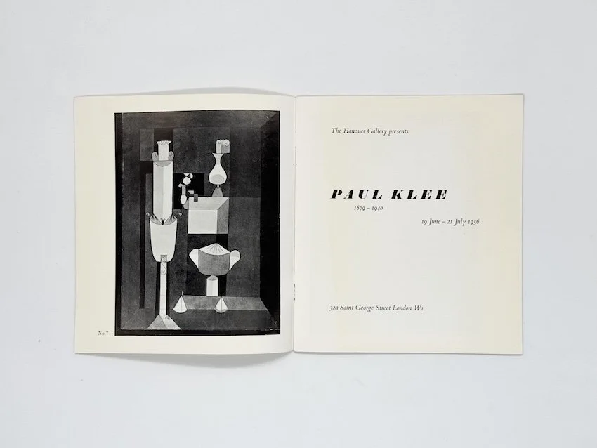 The Hanover Gallery Presents Paul Klee 1879–1940. Hanover Gallery, London, 1956. Room & Book, secondhand art bookshop, London.
