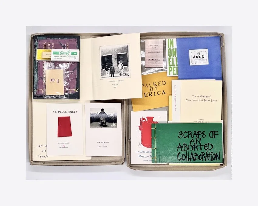 Italian Lessons by Erica Van Horn (box with 3 title labels to lid and containing 22 items). Coracle Press, 1989–2010
