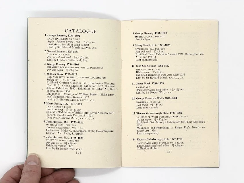 Reality & Vision in three centuries of English Drawing. Roland, Browse & Delbanco, 1945. Likely the gallery’s first exhibition.