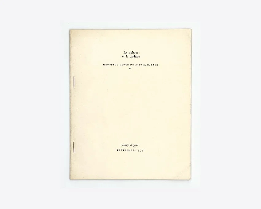 Bernard Lassus “De plus à moins”, offprint from Nouvelle Revue de Psychanalyse, Vol. IX, Spring 1974. 