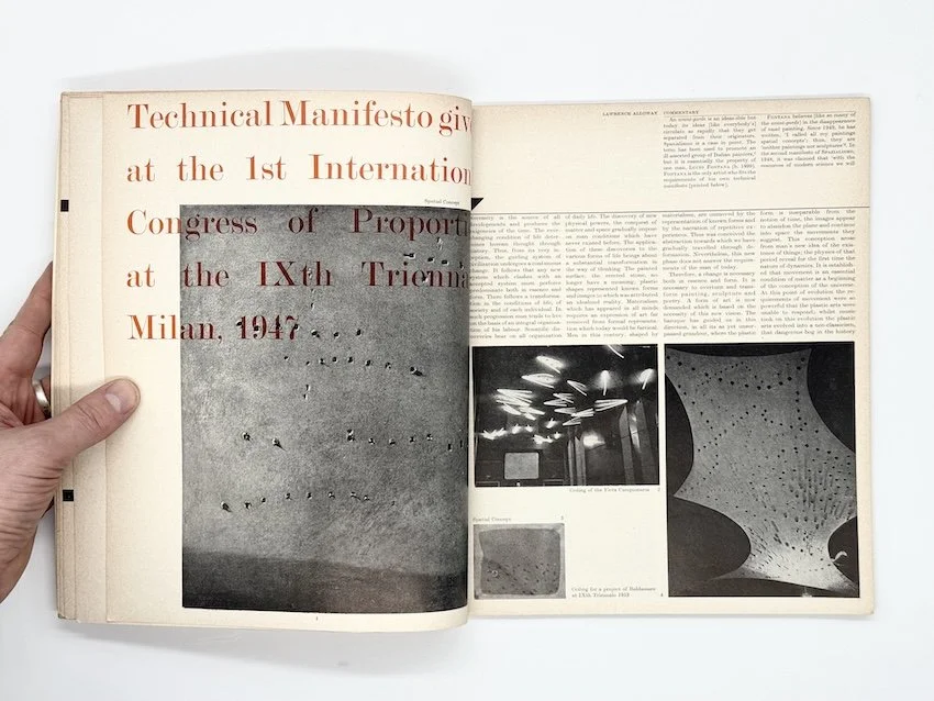 Lucio Fontana interest – Ark Journal number 24, Royal College of Art, October 1958.