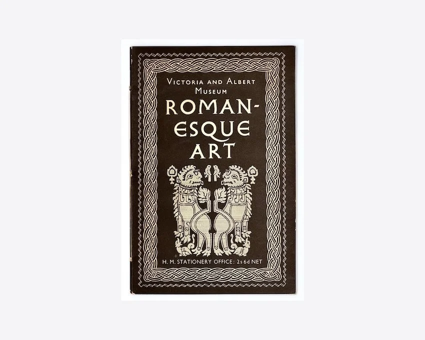 Romanesque Art. Victoria and Albert Museum, London, 1957. Room and book, art bookshop, London.