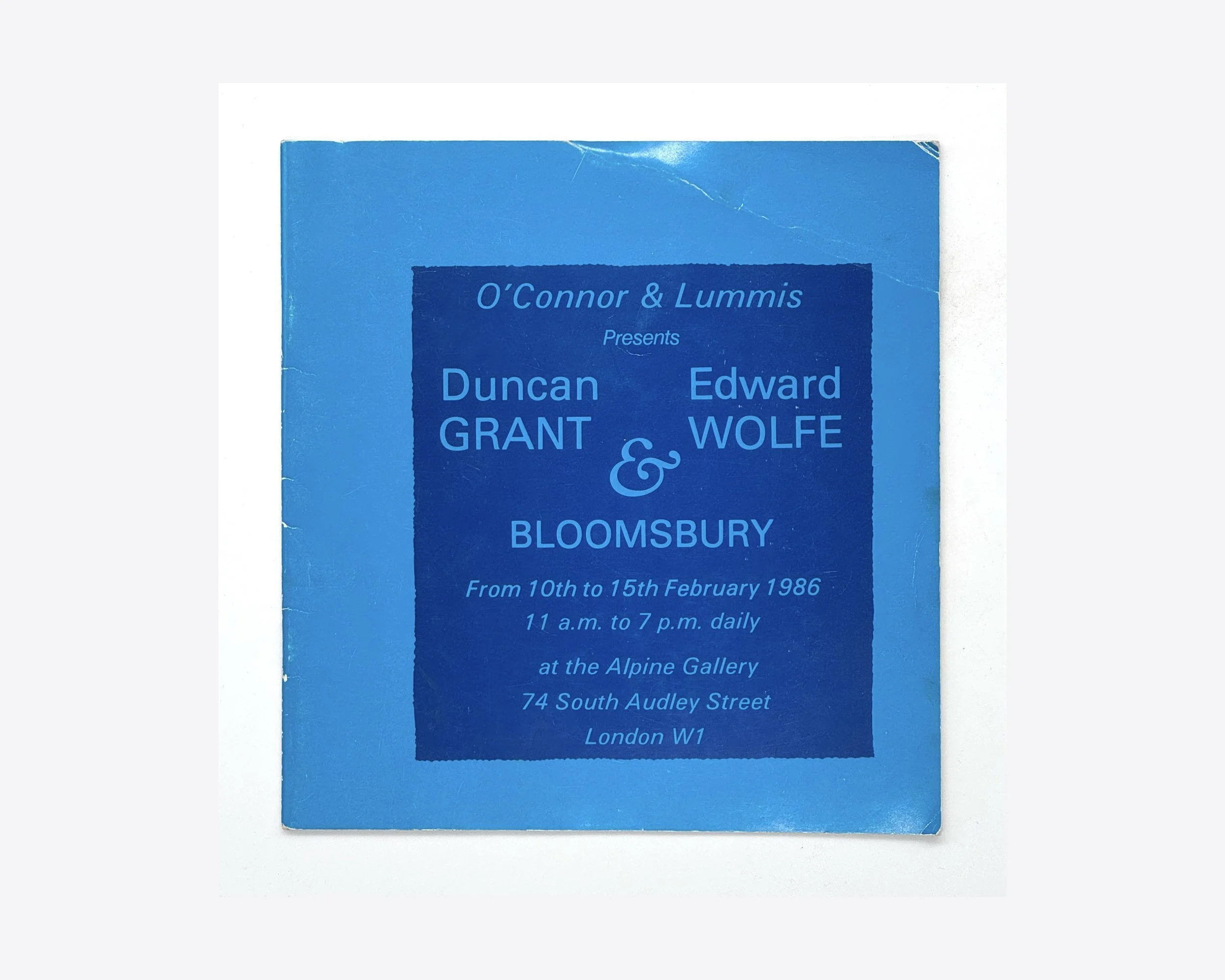Duncan Grant, Edward Wolfe & Bloomsbury. O’Connor & Lummis at the Alpine Gallery, London, 1986.