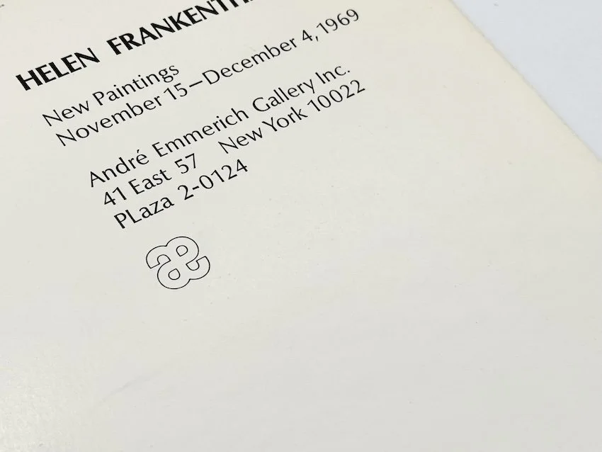 Helen Frankenthaler: New Paintings. André Emmerich Gallery, New York, 1969. Room & Book secondhand art books, London