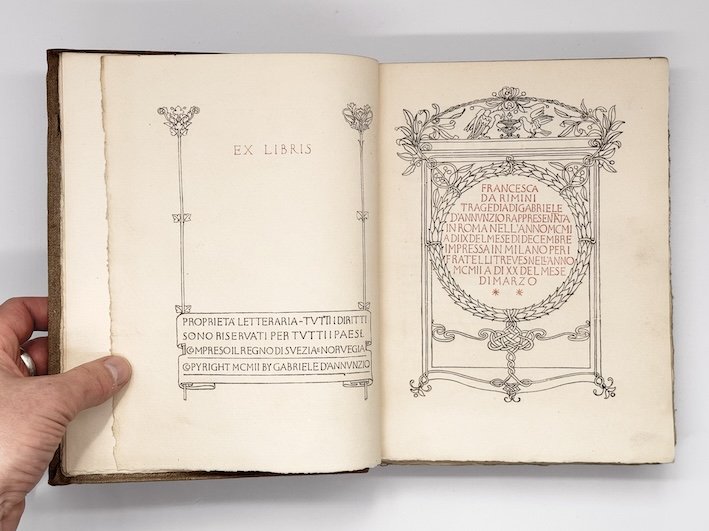 1902 First Edition – Gabriele D’Annunzio, Francesca da Rimini. Fratelli Treves, Milano, 1902. Illustrated by Adolfo de Carolis