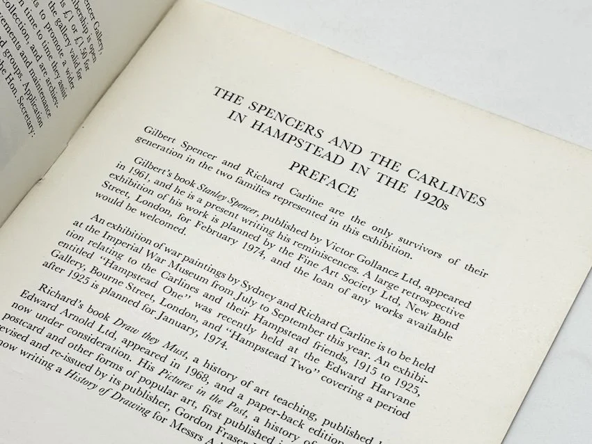 The Spencers and the Carlines in Hampstead in the 1920s. An exhibition at the Cookham Festival in 1973.