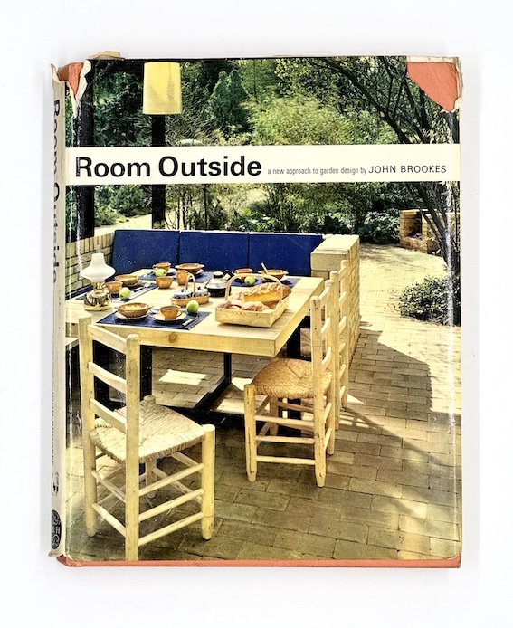 cover of the book by John Brookes, Room Outside - a new approach to garden design which was published by Thames and Hudson, London in 1969.