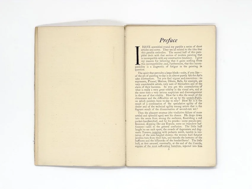 Percy Wyndham Lewis, "Calyph's Design. Architect's Where is Your Vortex?". The Egoist, London, 1919 First Edition