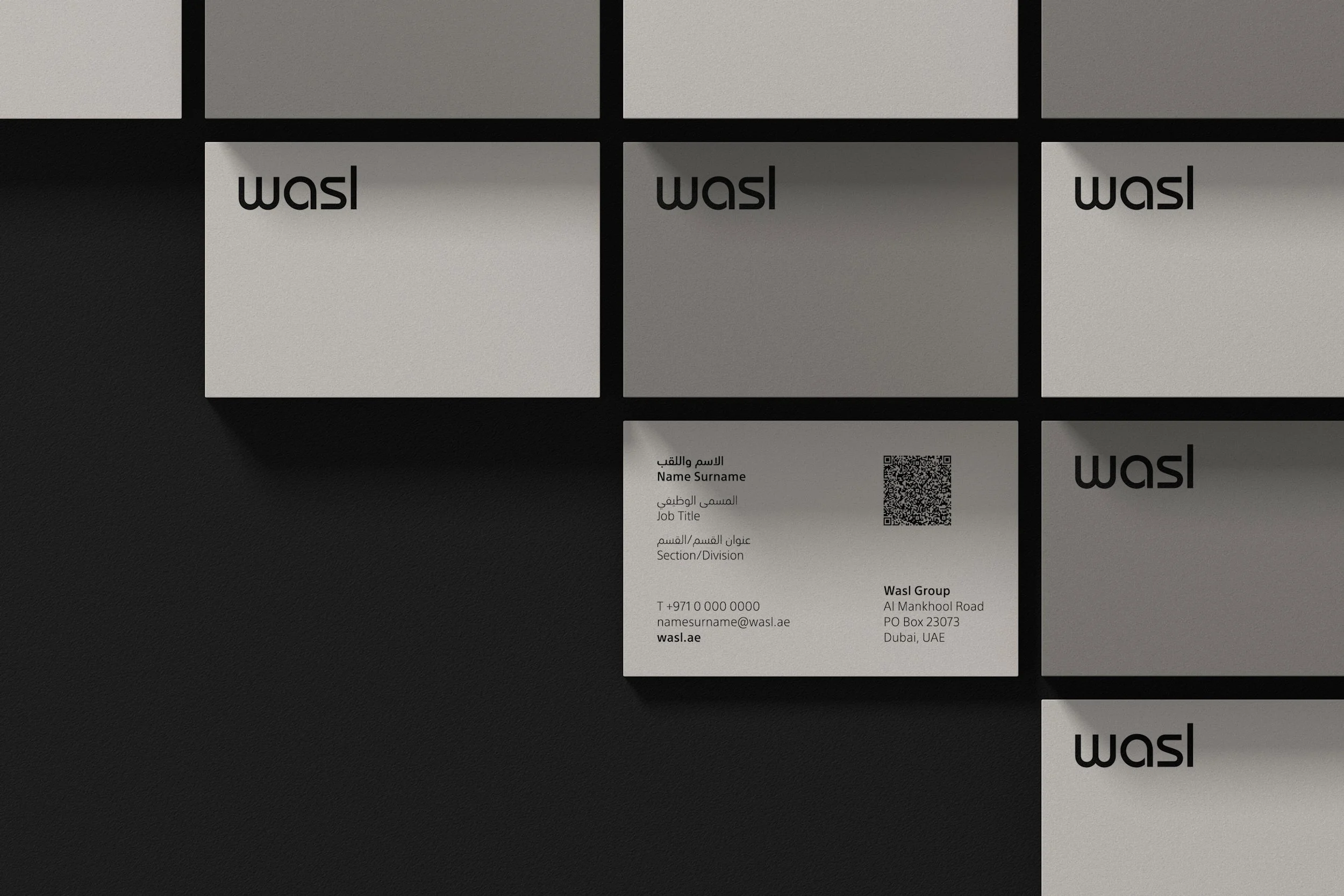 Wasl Brand Application – Stationery, Business Cards