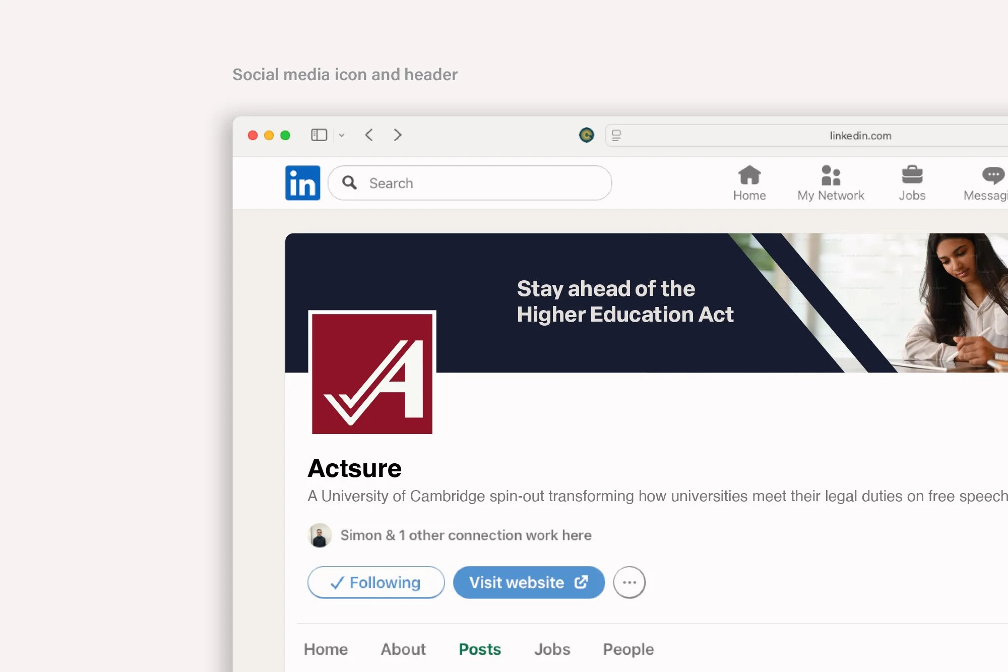 Actsure branding – LinkedIn social media icon and banner