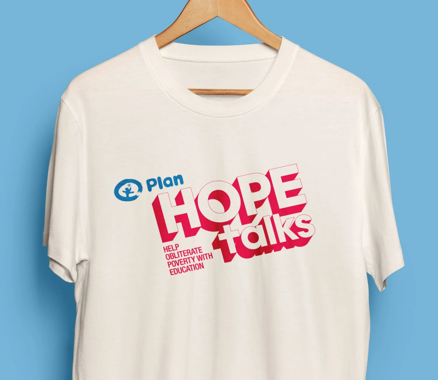 Plan, Hope Talks, logo and t-shirt design for event merchandise