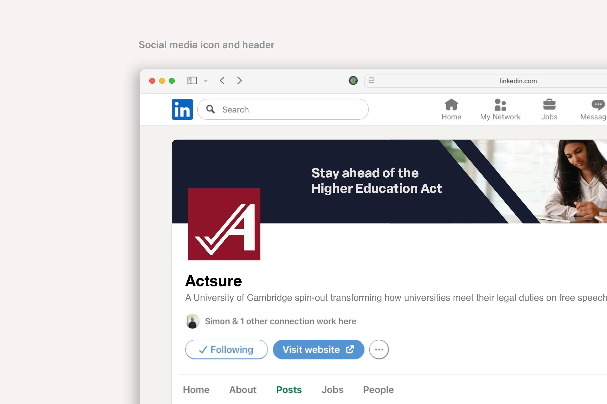 Actsure branding - social media icon for LinkedIn