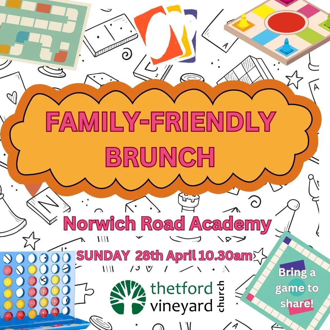 Sunday 28th&nbsp;April &ndash; Sunday&nbsp;Brunch&nbsp;gathering 10.30am &ndash; Norwich Road Academy

Join us this Sunday for our family-friendly brunch gathering! We will eat together; there will be games and activities for all to enjoy and plenty 