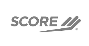Logo of the SCORE organization in grey text with three stylized lines.