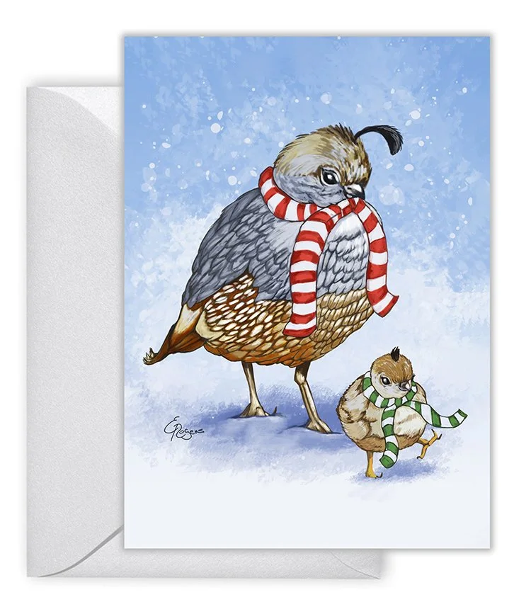 Christmas Card - Quail Family