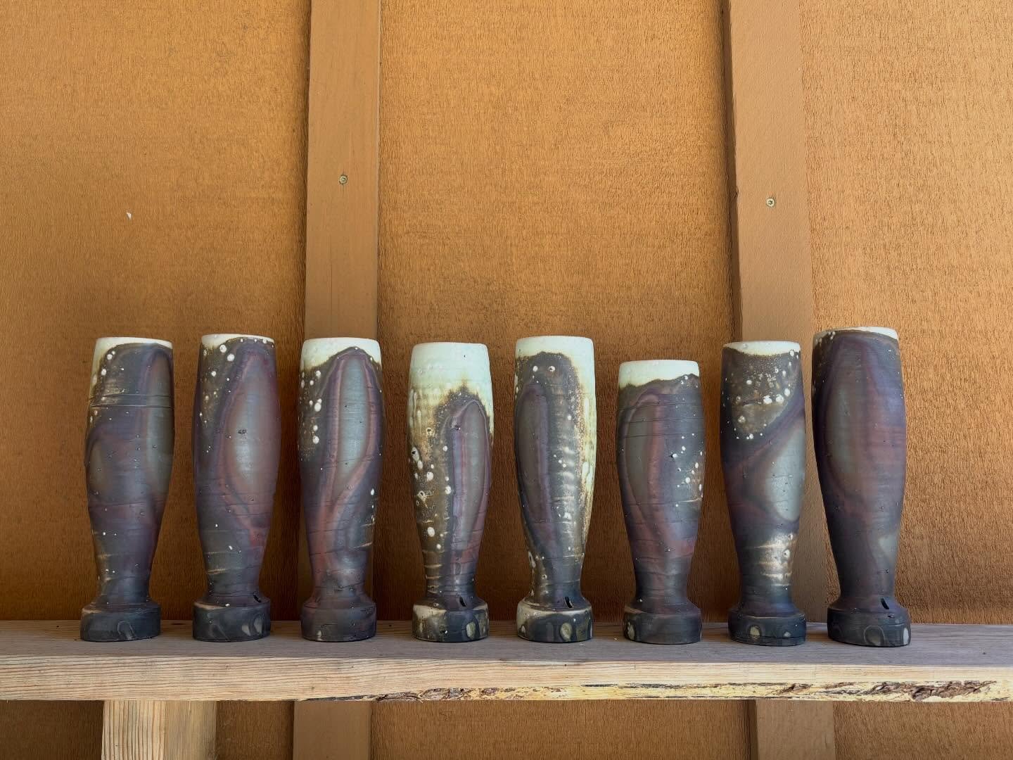 A series of moody Venturi tumblers from my last firing. 

#sodafired 
#terrasigillata