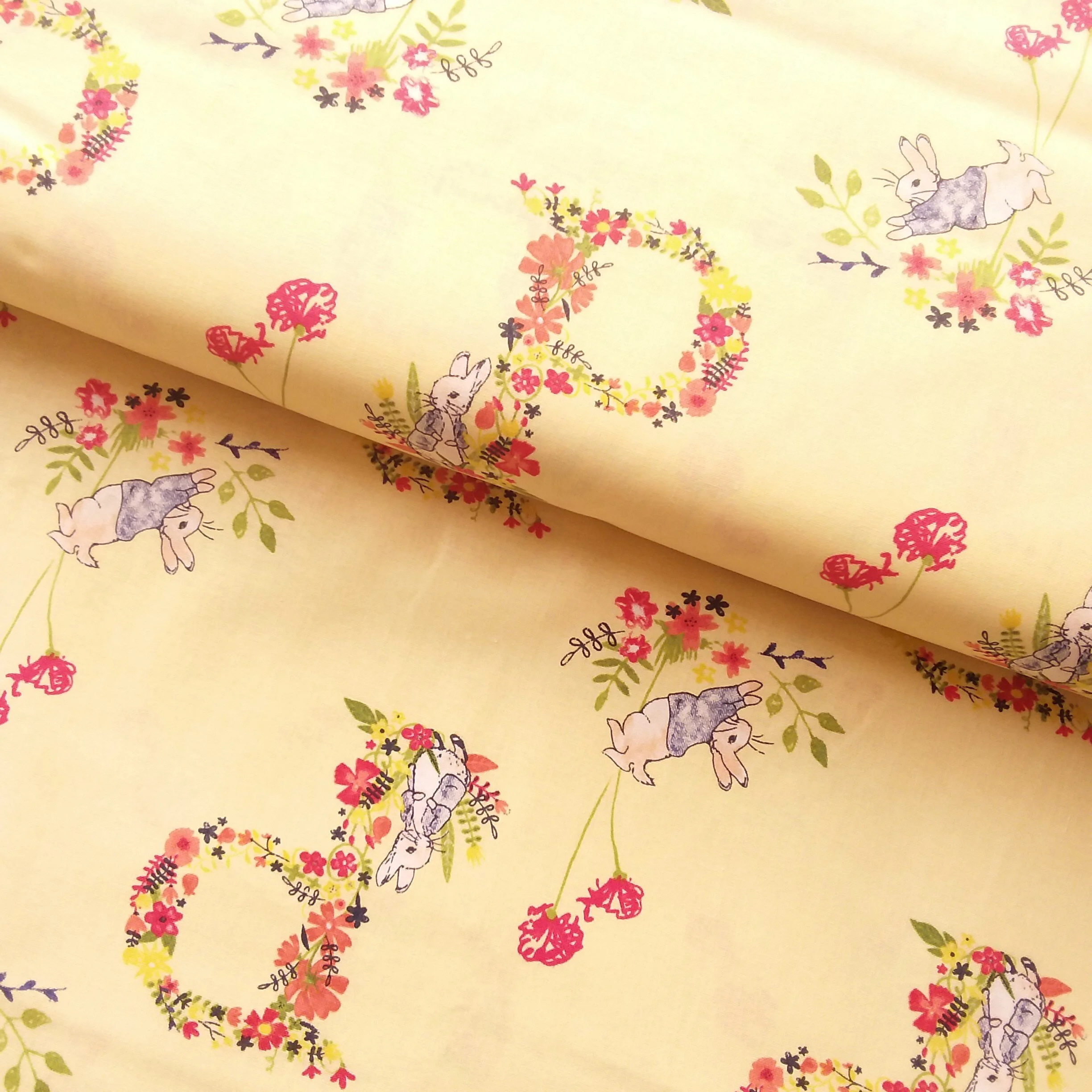 Peter Rabbit Yellow Spring Cotton Fabric PR11-Per 50cm Crafty Baba Fabrics