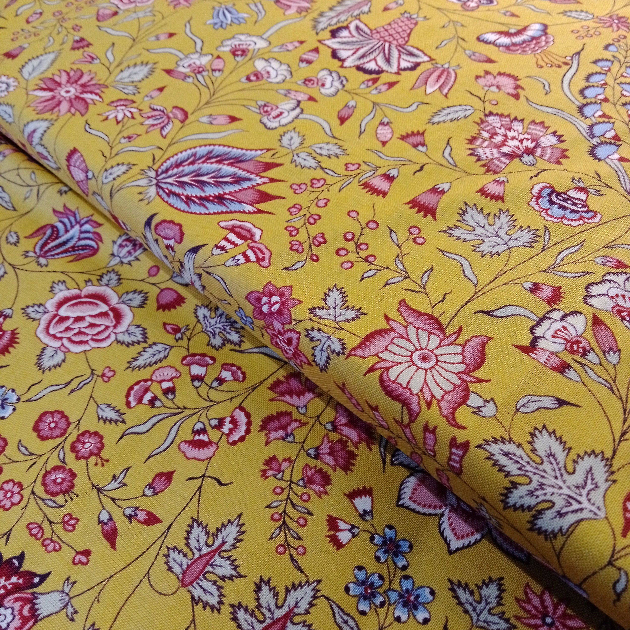 Dutch Heritage Cotton Quilting Fabric DHER1025 Mustard Per 50cm Crafty