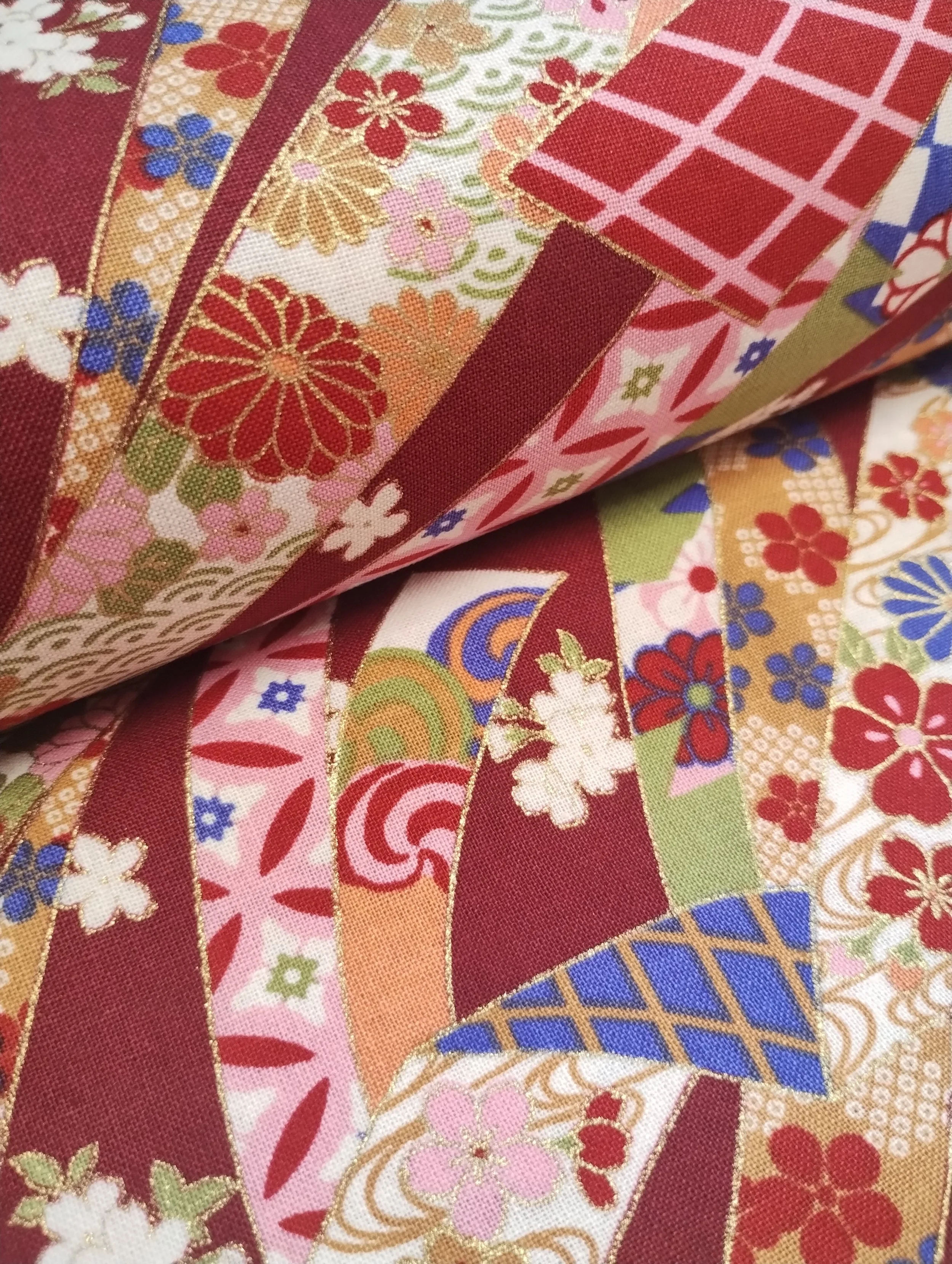 Edit Japanese Red Patchwork Style Cotton Fabric Per 50cm Crafty Baba ...