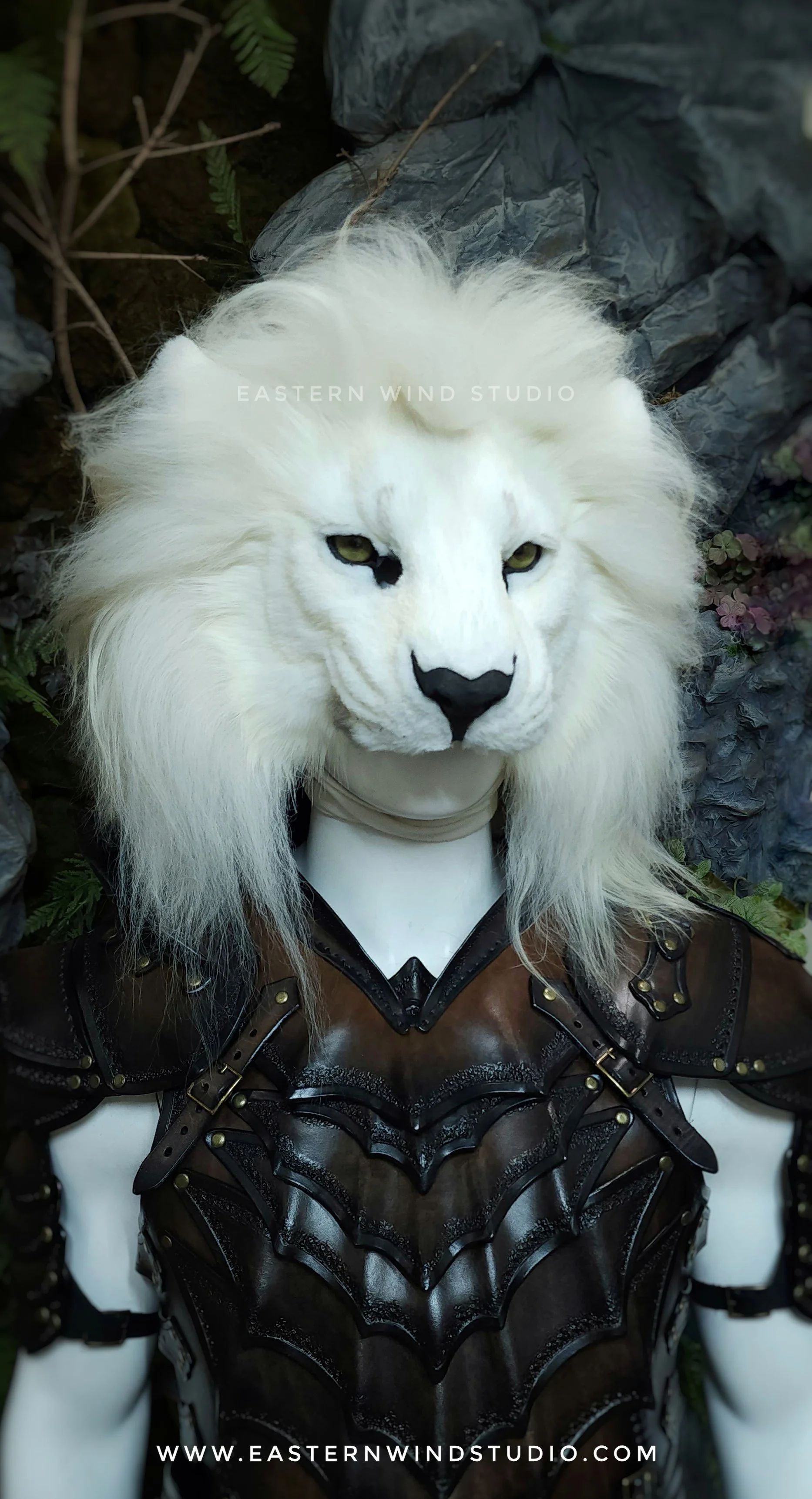 White Lion Mask Headdress Combo