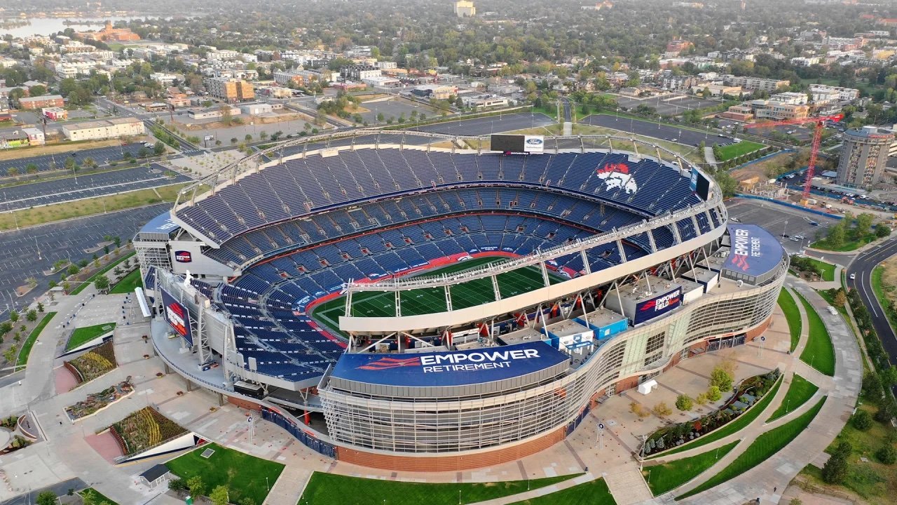 Overhead view of Empower Field at Mile High
