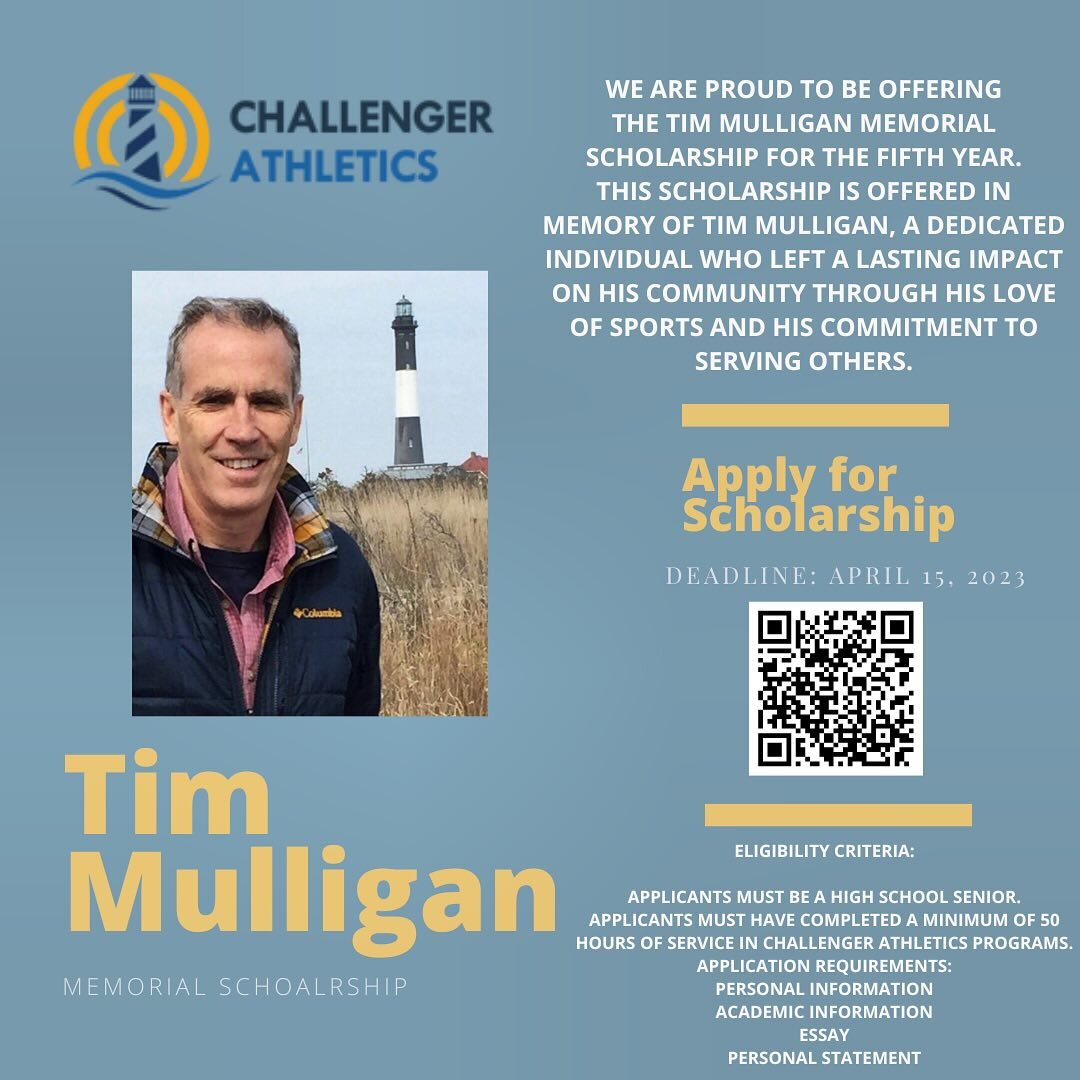 We are proud to be offering the Tim Mulligan Memorial Scholarship for the fifth year. 

This scholarship is offered in memory of Tim Mulligan, a dedicated individual who left a lasting impact on his community through his love of sports and his commit