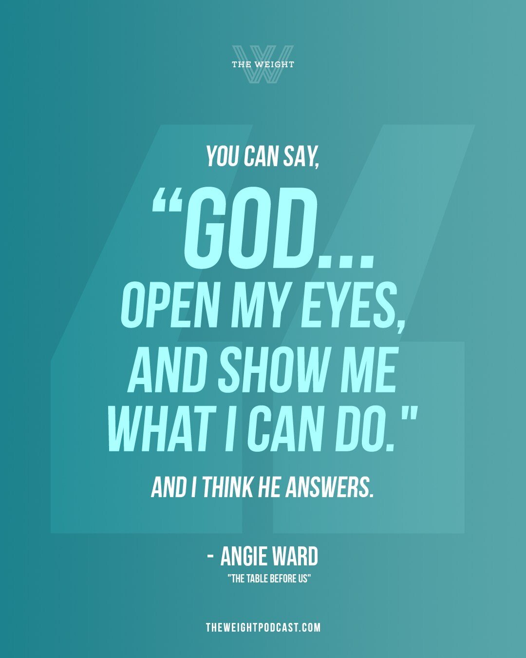 &quot;God, open my eyes and show me what I can do.&quot;

Amen.

Listen wherever you get podcasts or at theweightpodcast.com�.�

#theweightpod #kingdomconversations #loveyourneighbor #leastofthese