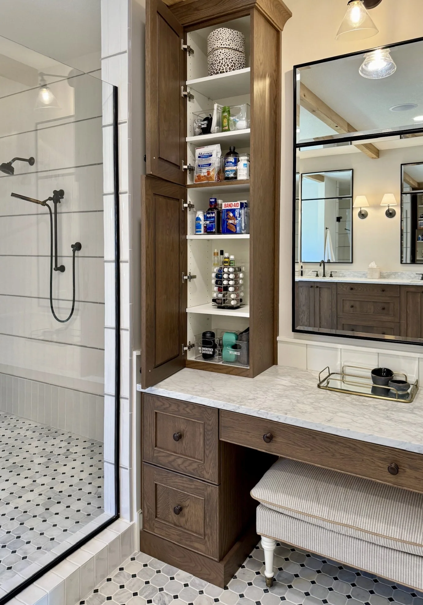 professionally organized master bathroom
