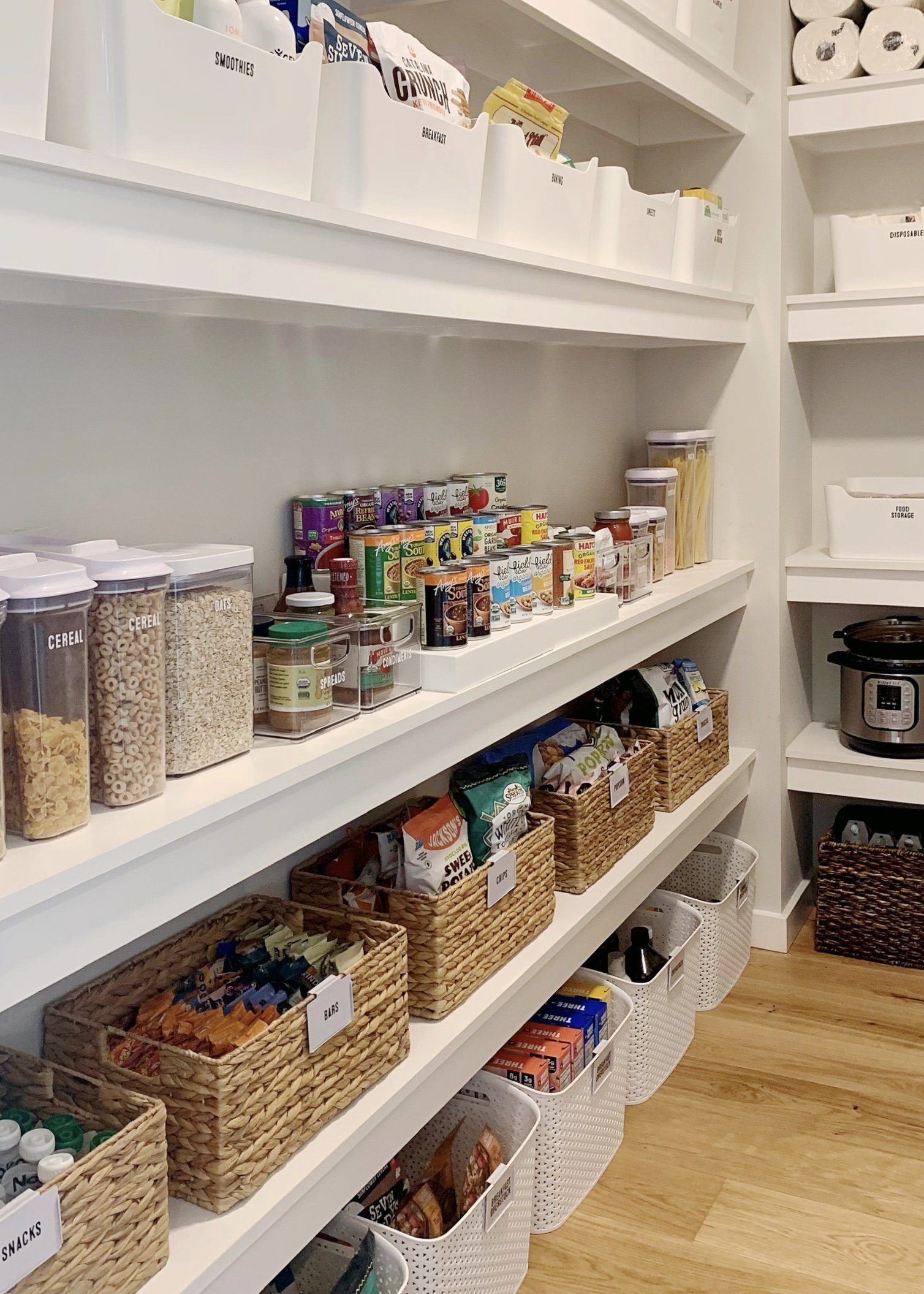 A: Every single pantry needs to have some form of a basket or bin