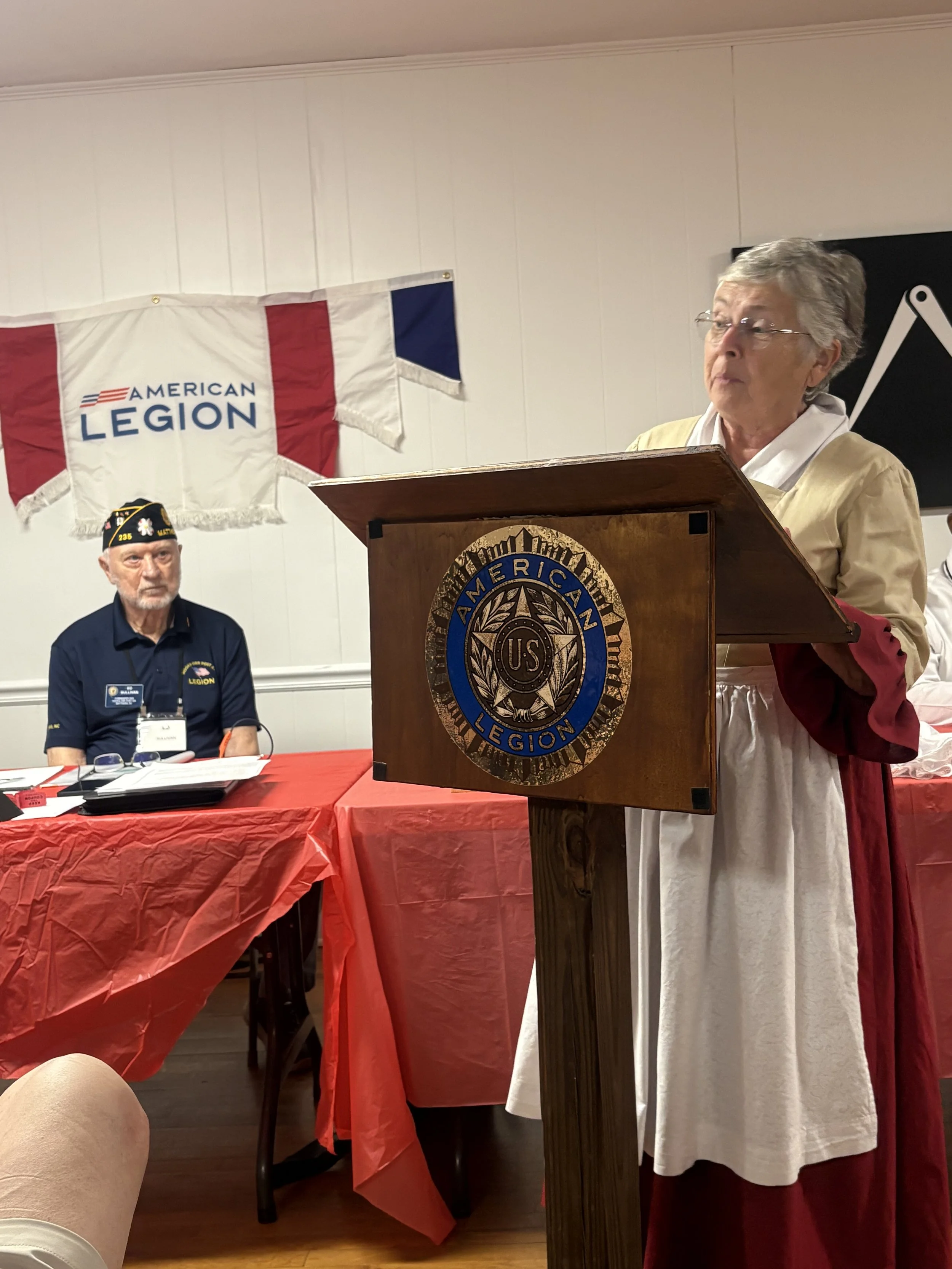 great night at Post 235 meeting last night. In celebration of America’s 250th birthday, we were treated by Historian Susan Bryant’s portrayal of a Revolutionary Dame.