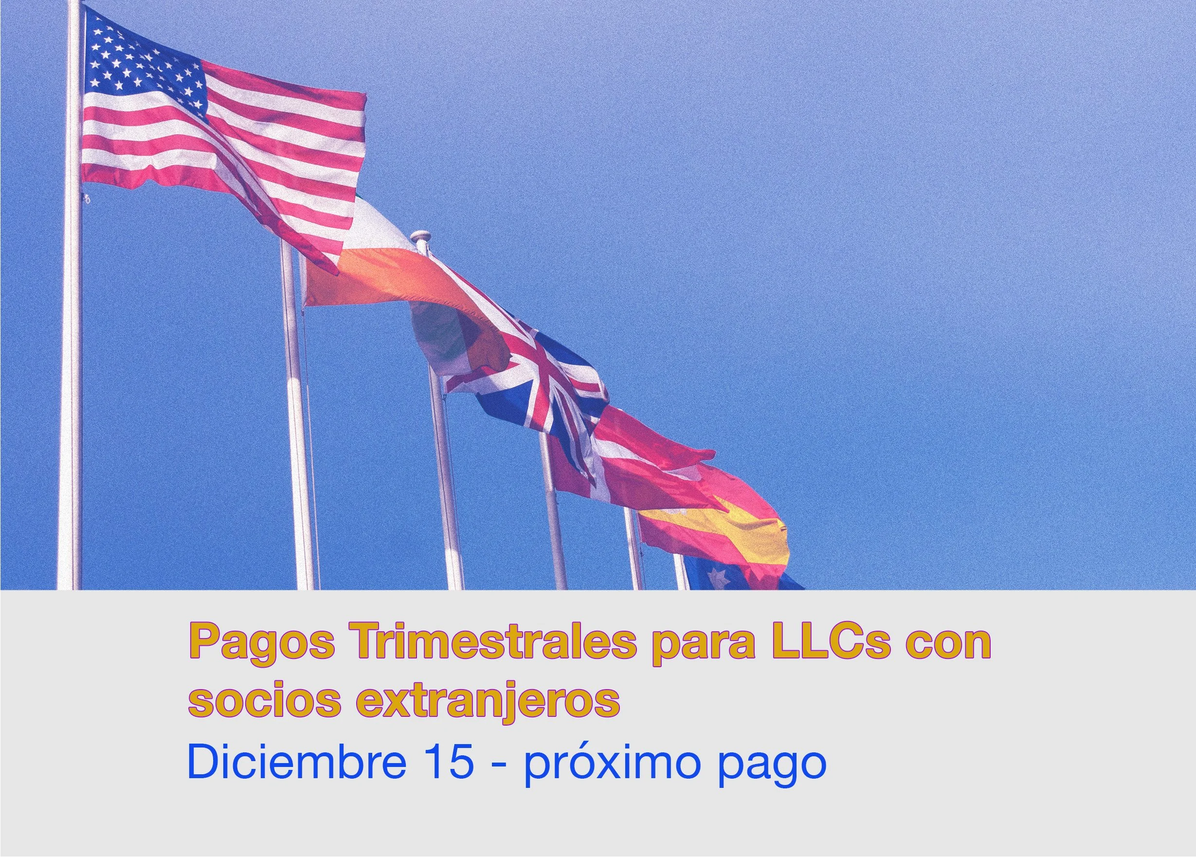 Diciembre 15, límite para pagos trimestrales de LLCs con socios extranjeros