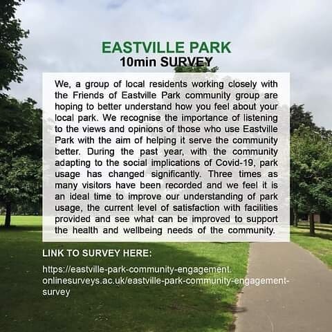 As someone who lives and/or works in the vicinity of Eastville Park, Bristol we ask that you spend less than 10mins filling out this online survey. This will help us as local residents better understand what facilities are needed for the park moving 