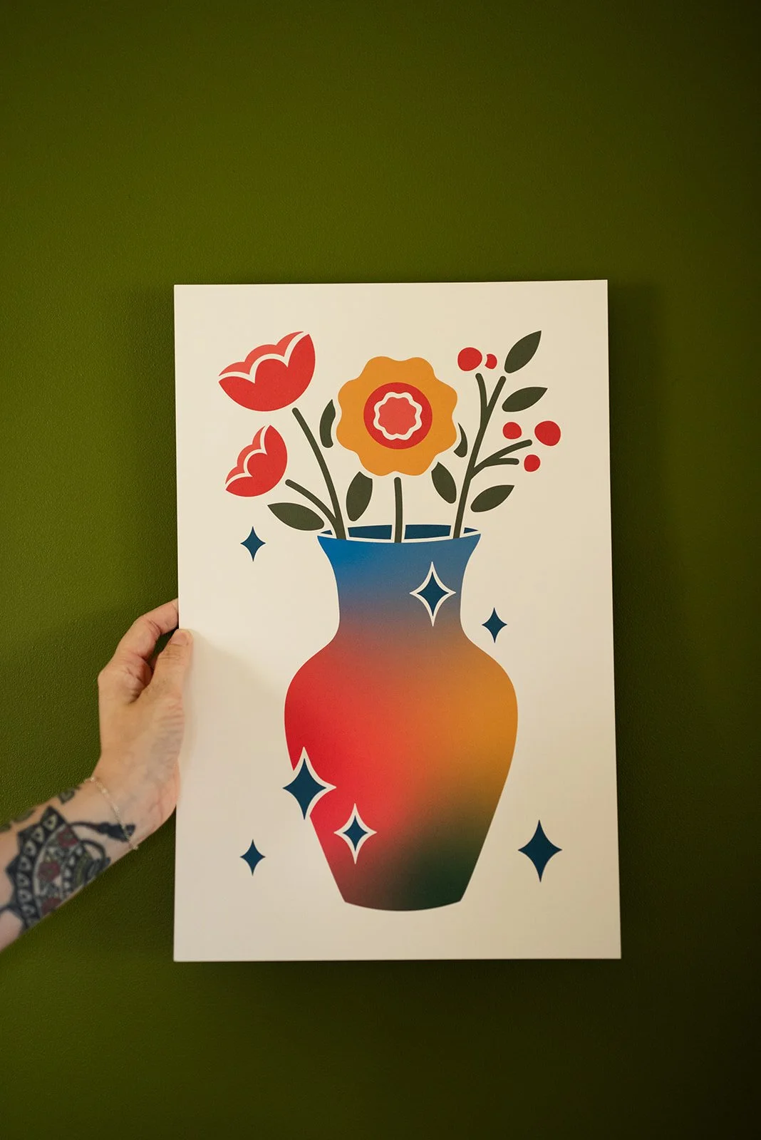 Gradient Floral Vase Art Print