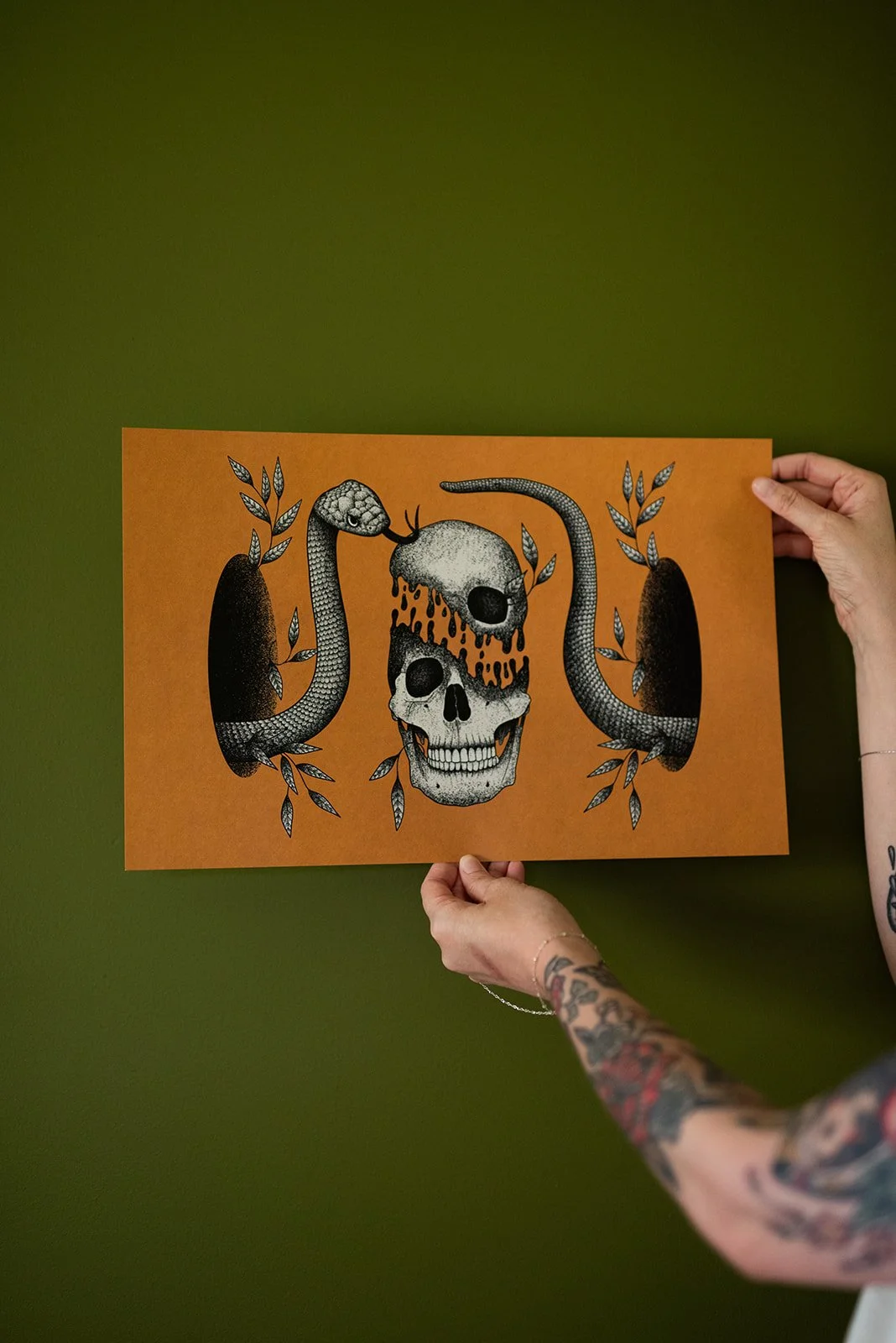 Skeleton and Snakes Art Print