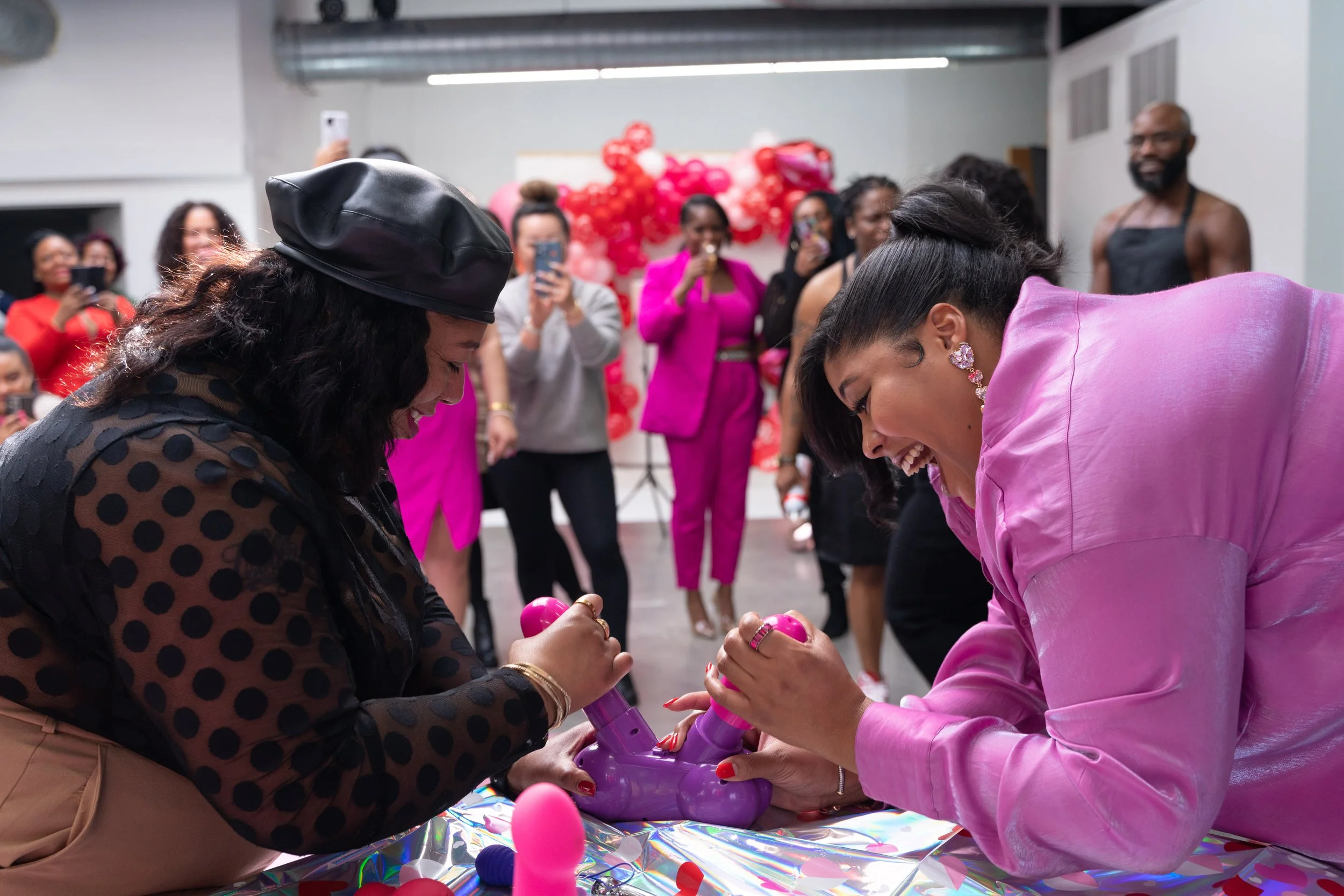 Girls playing a fun game at a private party