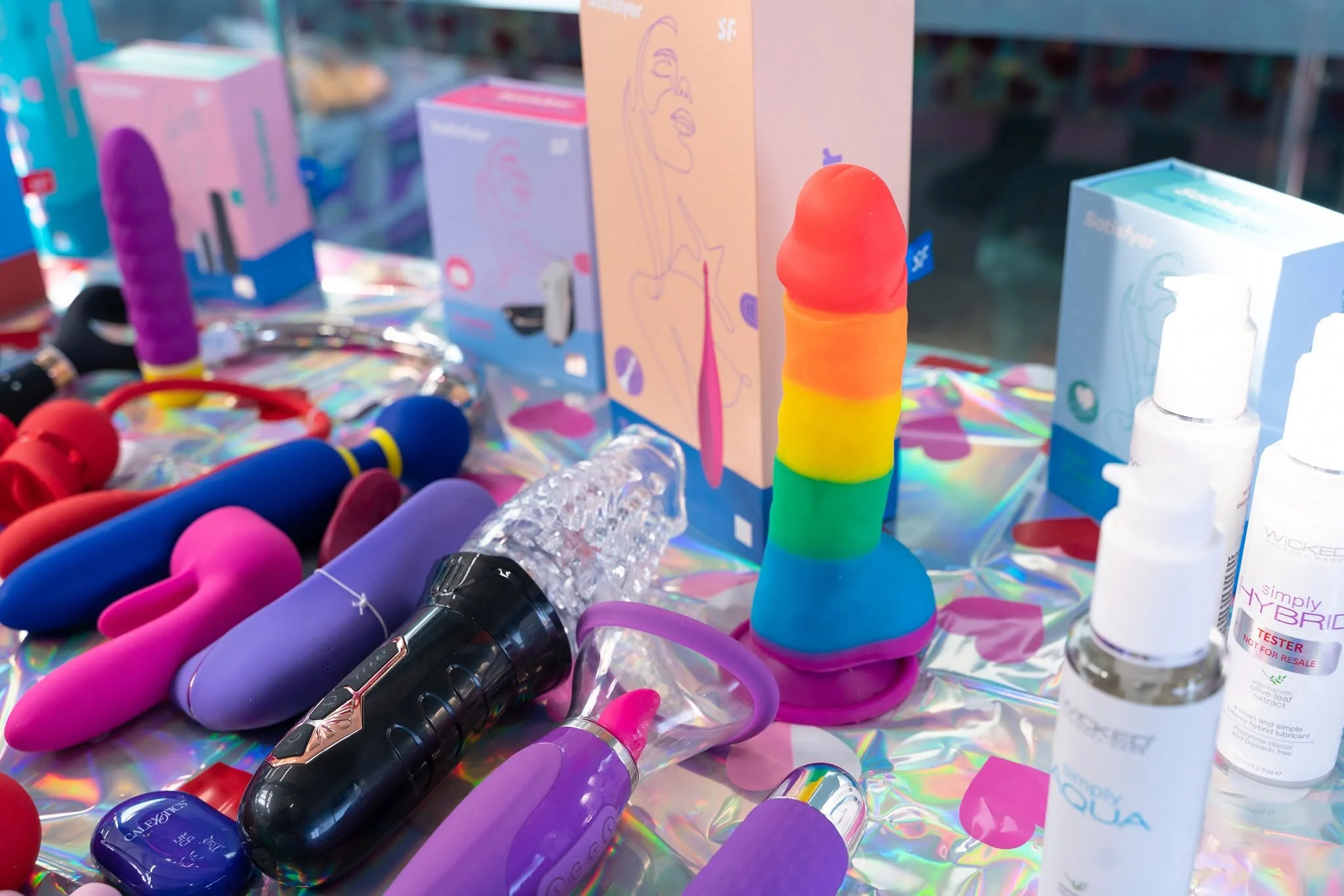 table filled with products