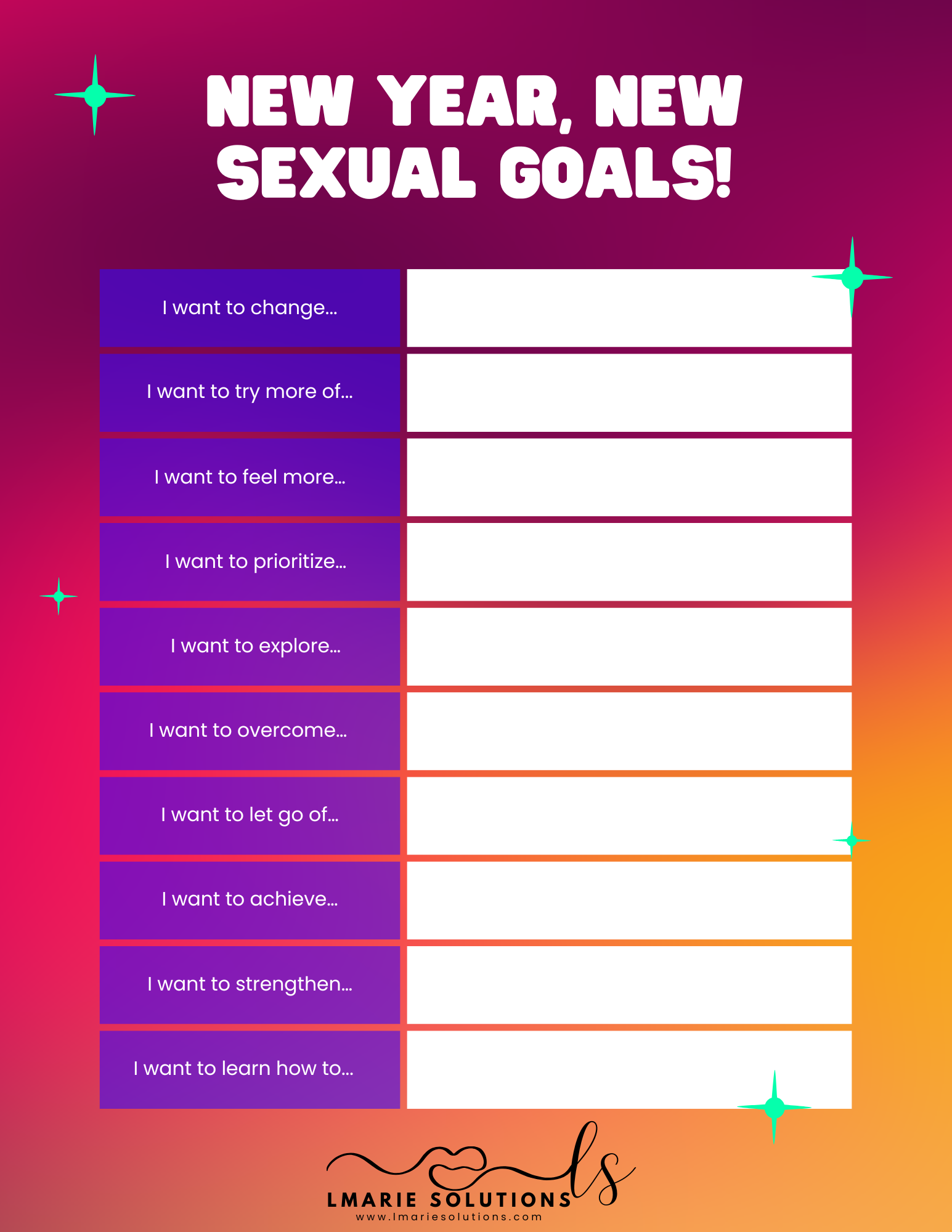 new goals worksheet