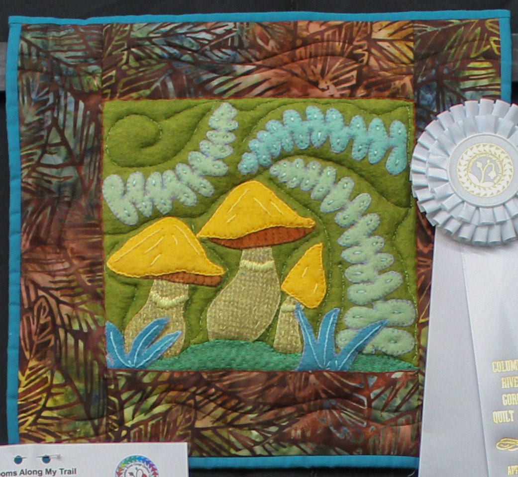 Applique 3rd Place: "Mushrooms Along My Way" by Mary Jo Bartlett